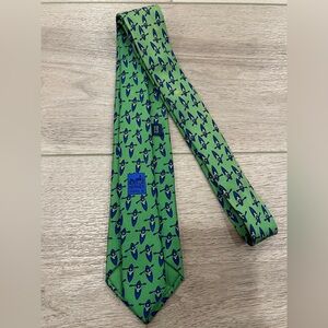 HERMES VINTAGE KAYAK CANOE TIE PADDLE RIVER SAILBOAT HIGH END FRANCE GREEN